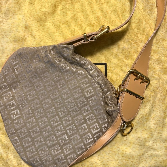 Vintage Fendi Borsa Zucchino Ostrik Beige Flat Bag - Picture 9 of 10